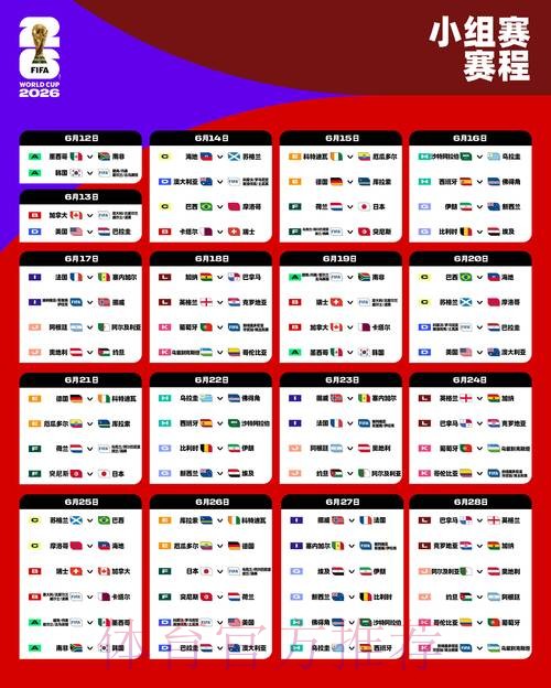 2026世界杯每日赛程详细安排完整安排怎么查